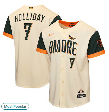 Men Baltimore Orioles #7 Holliday Cream Nike 2026 City Connect Stadium Jersey->baltimore orioles->MLB Jersey